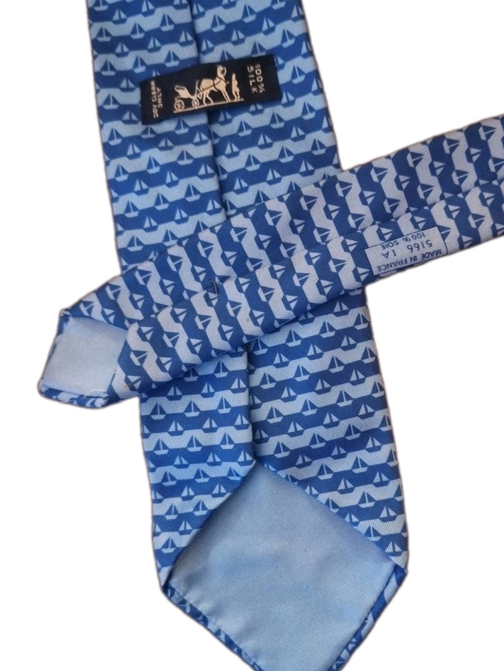 HERMES 5166  Tie Sailboats Coastal Theme Blue